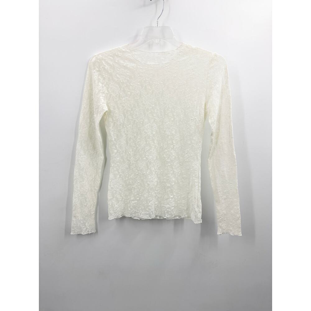 Hanky Panky Marshmallow Off-White Lace Longsleeve Top Made In USA Size M Medium